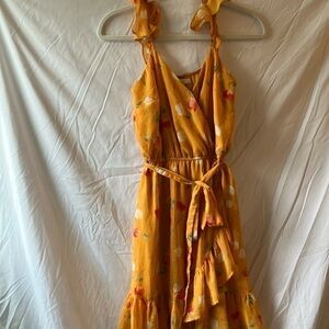 LC Lauren Conrad mustard colored flower (Wispy, Flowy) Dress- size XS